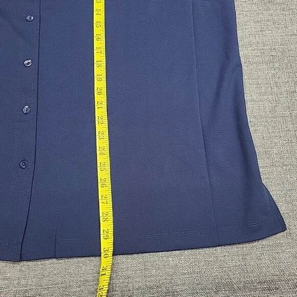 Jessica Holbrook Womens Button Front Shirt 3X Plus Size Navy Long Sleeves Top - Picture 3 of 8